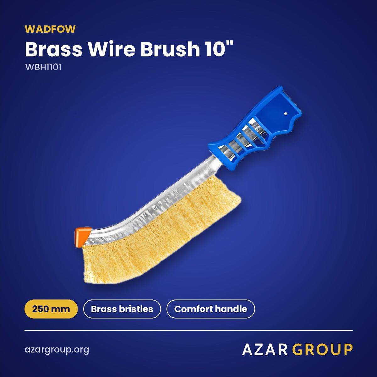 WADFOW WBH1101 Brass Wire Brush 10" – 250 mm, Brass bristles, Comfort handle