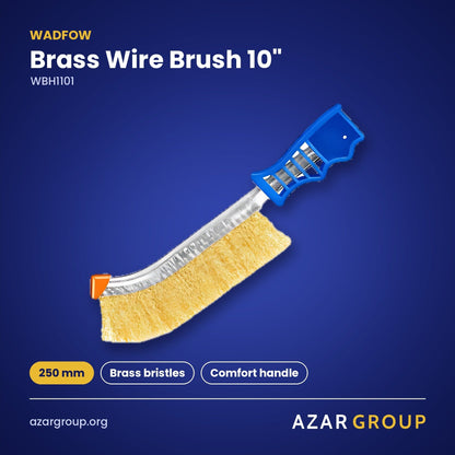 WADFOW WBH1101 Brass Wire Brush 10" – 250 mm, Brass bristles, Comfort handle