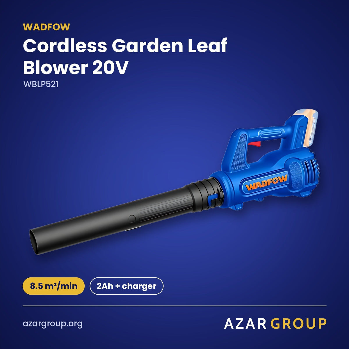 WADFOW WBLP521 Cordless Garden Leaf Blower 20V – 8.5 m³/min, 2Ah + charger