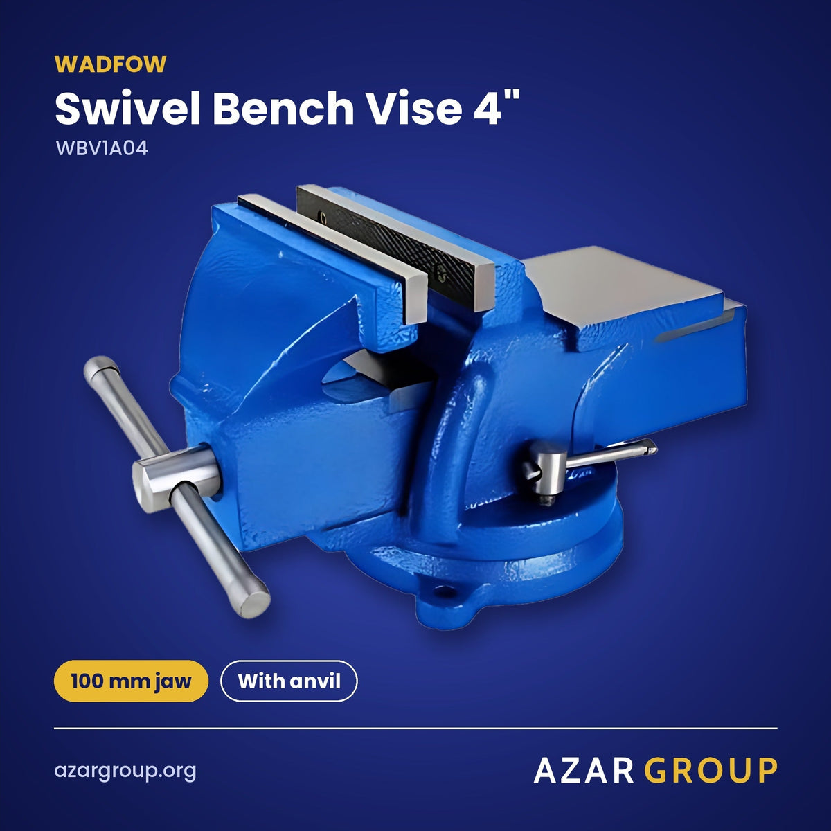 WADFOW WBV1A04 Swivel Bench Vise 4" – 100 mm jaw, With anvil