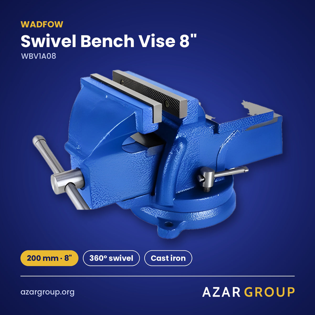 WADFOW WBV1A08 Swivel Bench Vise 8" – 200 mm · 8", 360° swivel, Cast iron