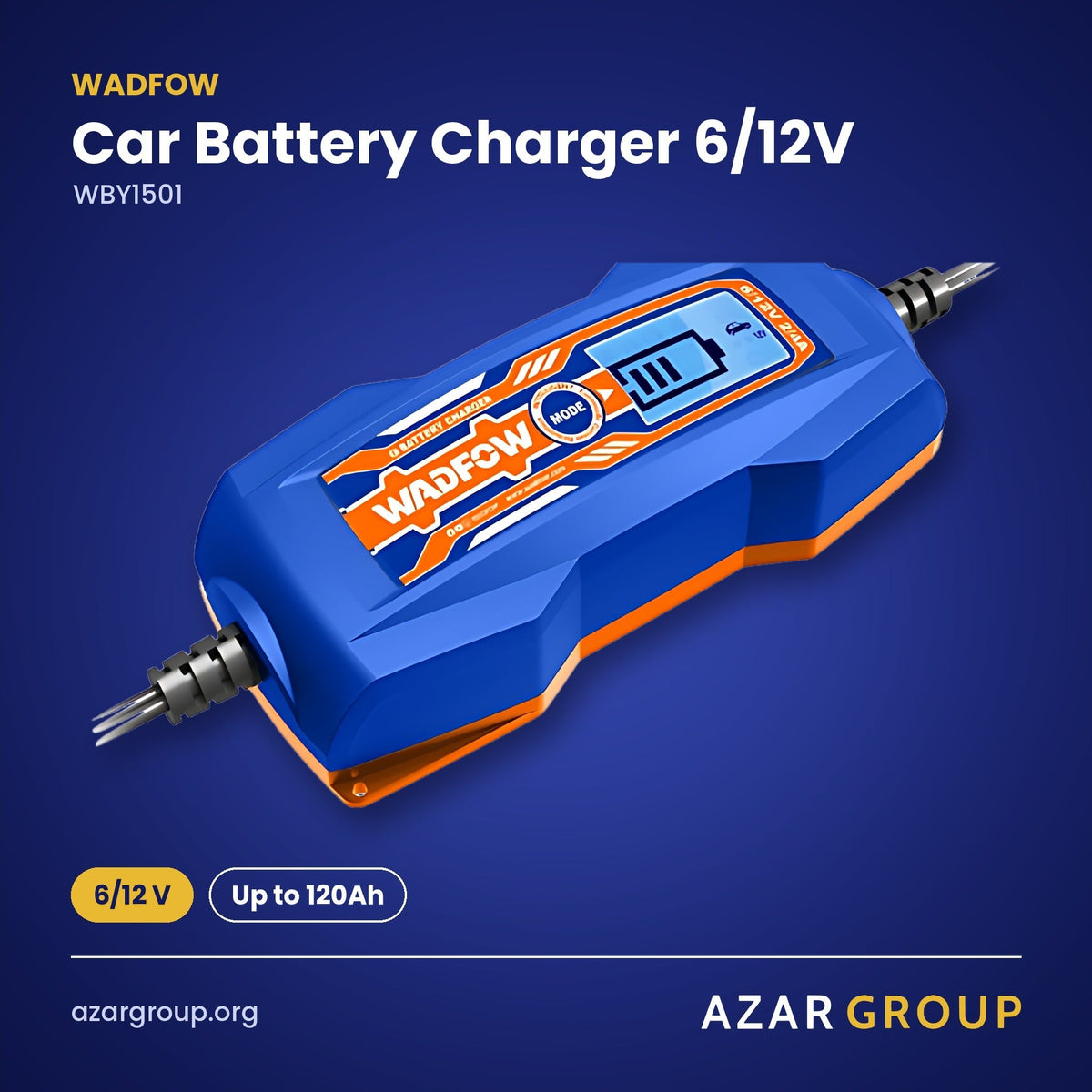 WADFOW WBY1501 Car Battery Charger 6/12V – 6/12 V, Up to 120Ah