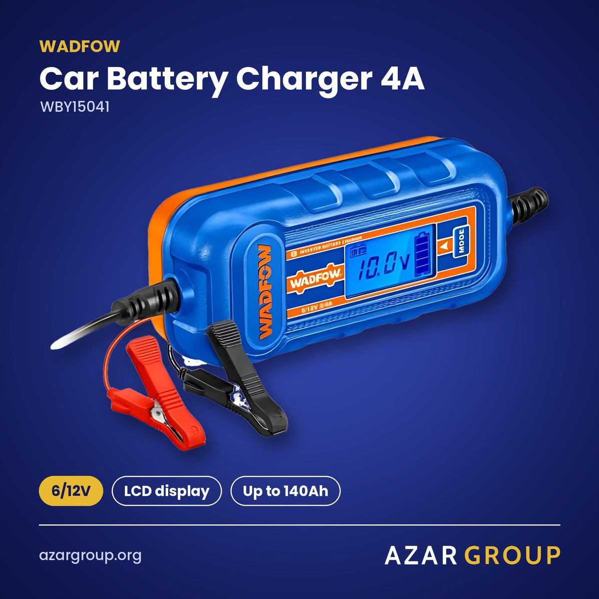 WADFOW WBY15041 Car Battery Charger 4A – 6/12V, LCD display, Up to 140Ah