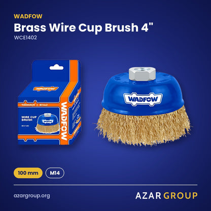 WADFOW WCE1402 Brass Wire Cup Brush 4" – 100 mm, M14