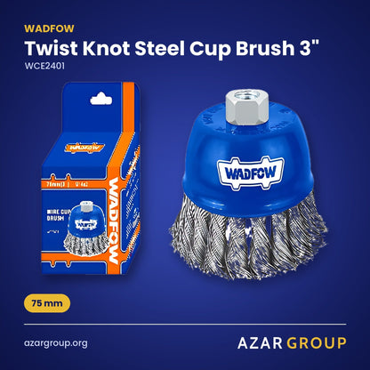 WADFOW WCE2401 Twist Knot Steel Cup Brush 3" – 75 mm