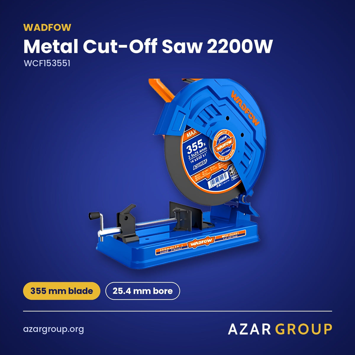 WADFOW WCF153551 Metal Cut-Off Saw 2200W – 355 mm blade, 25.4 mm bore
