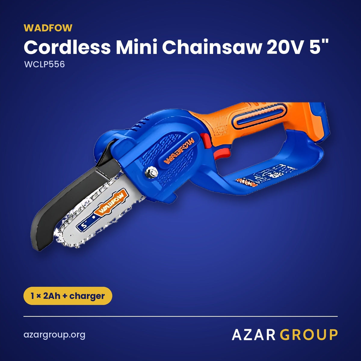 WADFOW WCLP556 Cordless Mini Chainsaw 20V 5" – 1 × 2Ah + charger