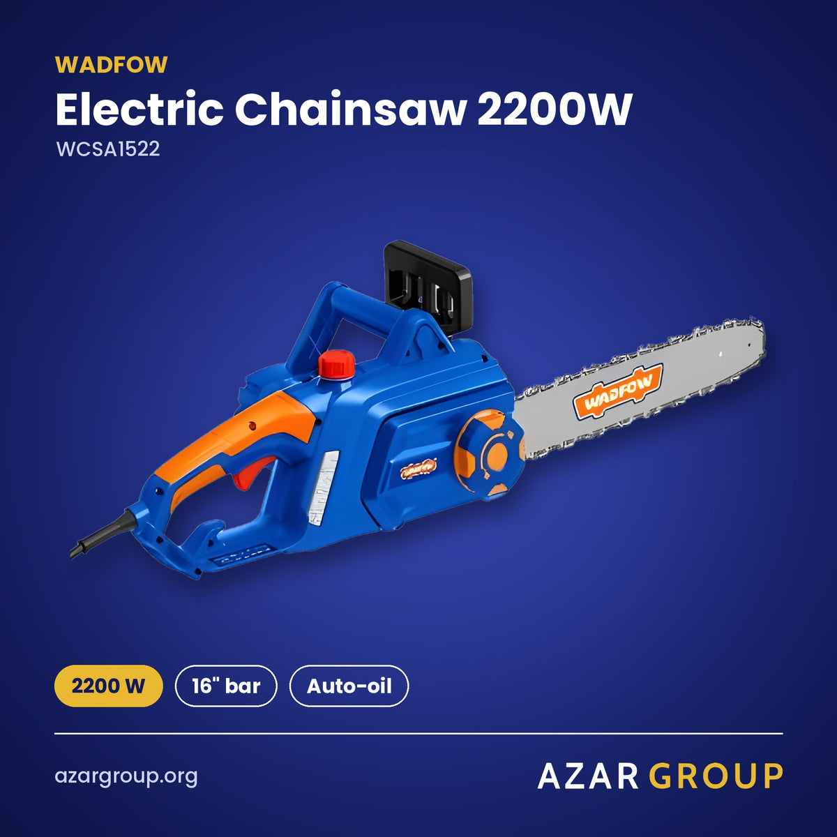 WADFOW WCSA1522 Electric Chainsaw 2200W – 2200 W, 16" bar, Auto-oil