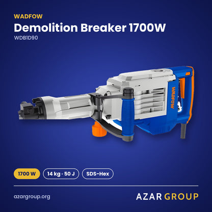 WADFOW WDB1D90 Demolition Breaker 1700W – 1700 W, 14 kg · 50 J, SDS-Hex