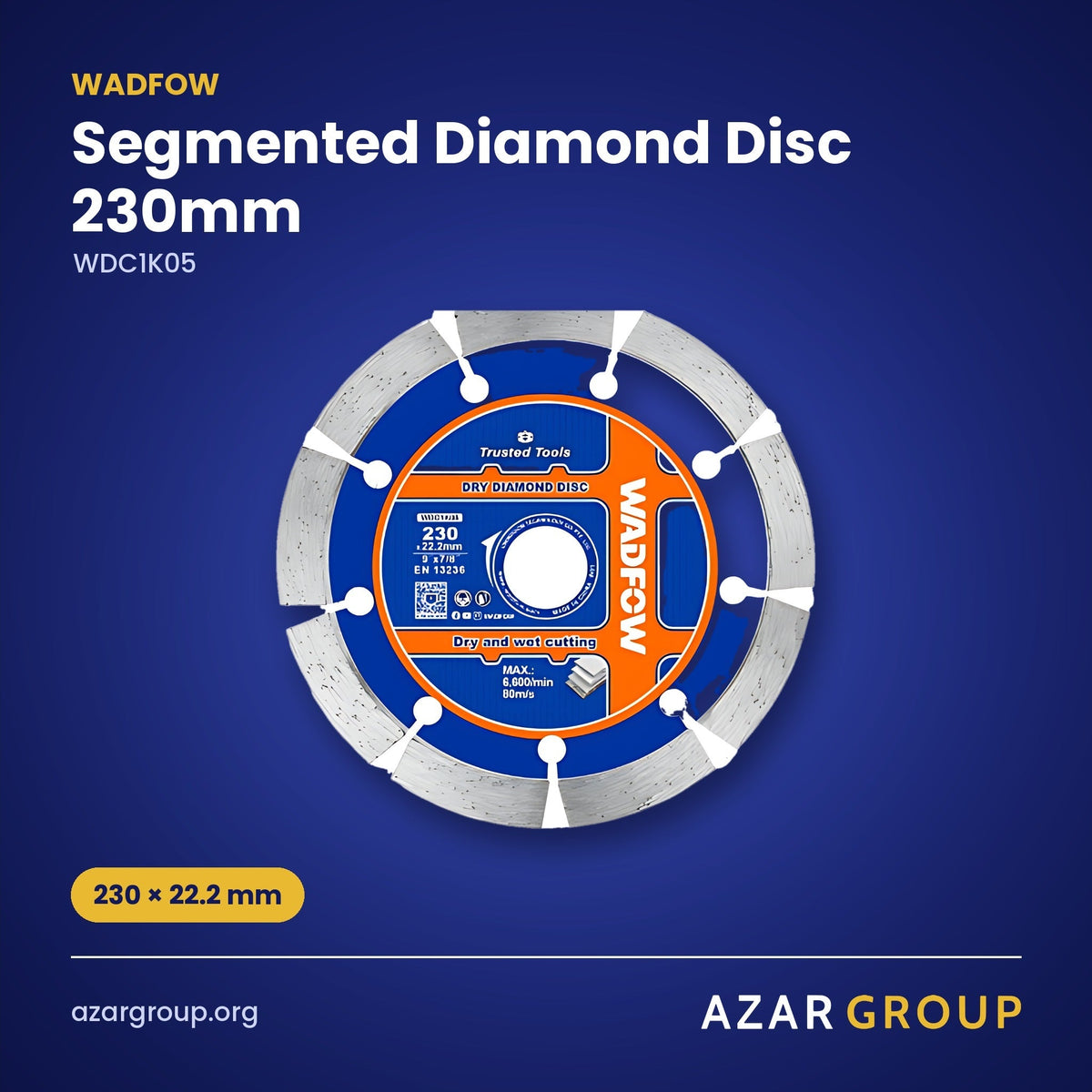 WADFOW WDC1K05 Segmented Diamond Disc 230mm – 230 × 22.2 mm