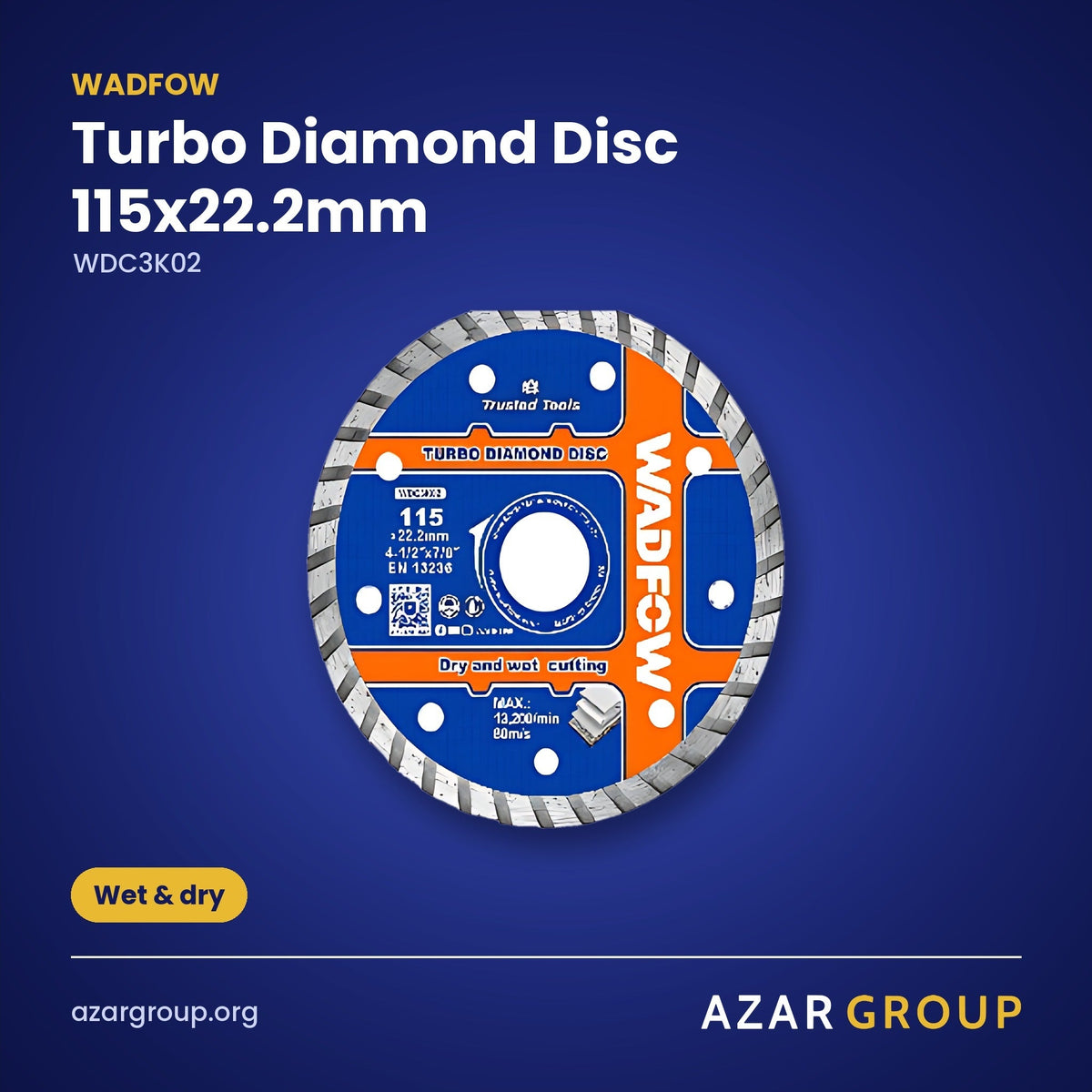WADFOW WDC3K02 Turbo Diamond Disc 115x22.2mm – Wet & dry