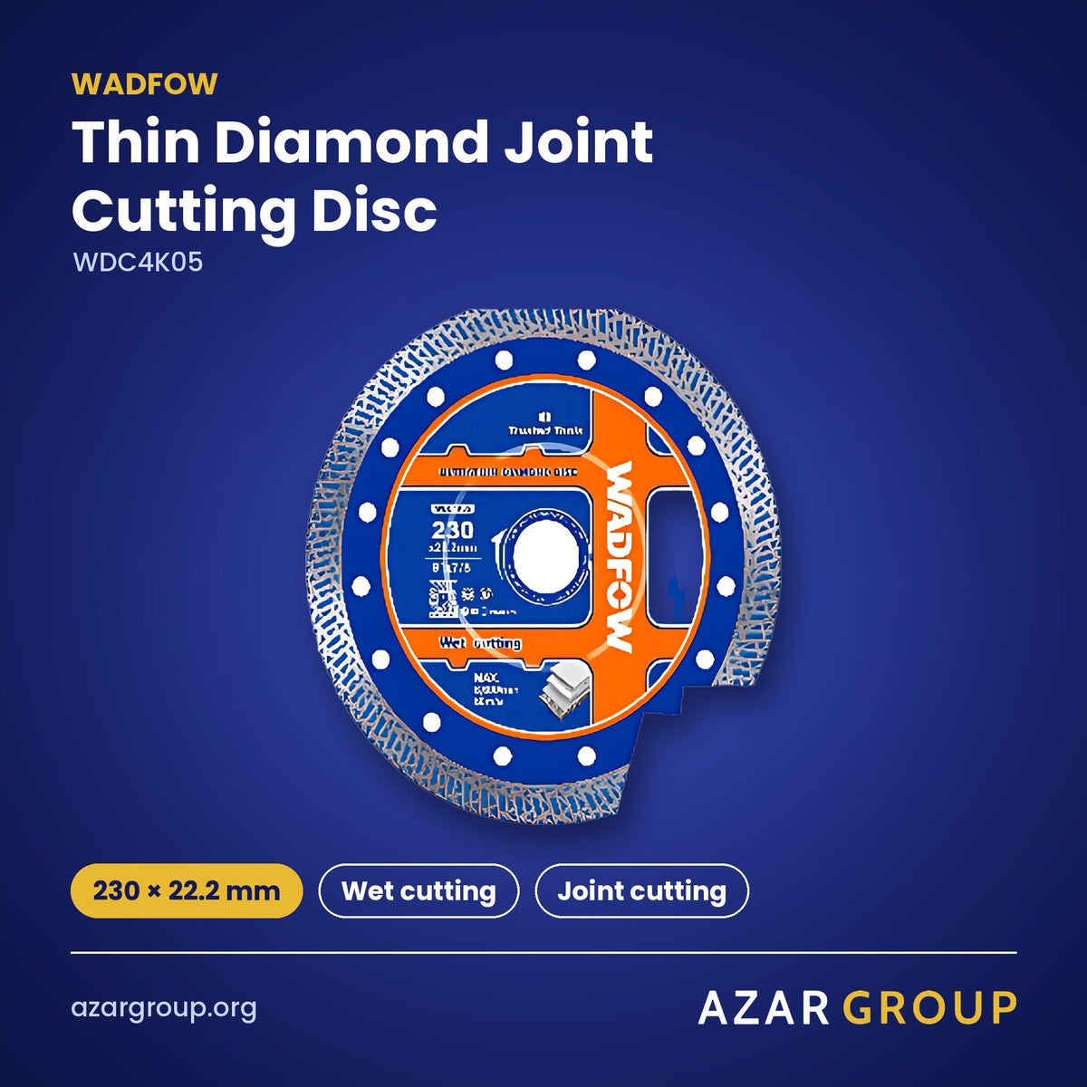 WADFOW WDC4K05 Thin Diamond Joint Cutting Disc – 230 × 22.2 mm, Wet cutting, Joint cutting