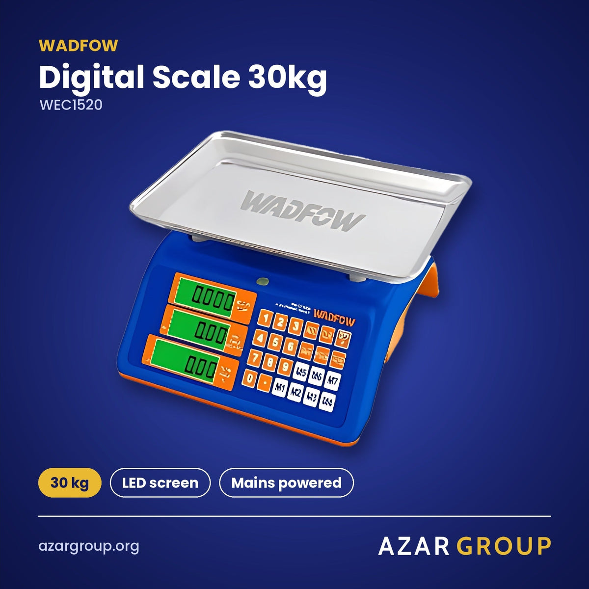 WADFOW WEC1520 Digital Scale 30kg – 30 kg, LED screen, Mains powered