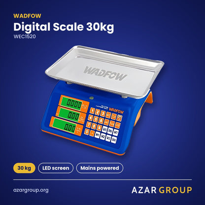 WADFOW WEC1520 Digital Scale 30kg – 30 kg, LED screen, Mains powered