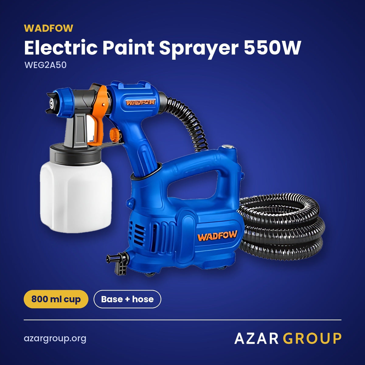 WADFOW WEG2A50 Electric Paint Sprayer 550W – 800 ml cup, Base + hose