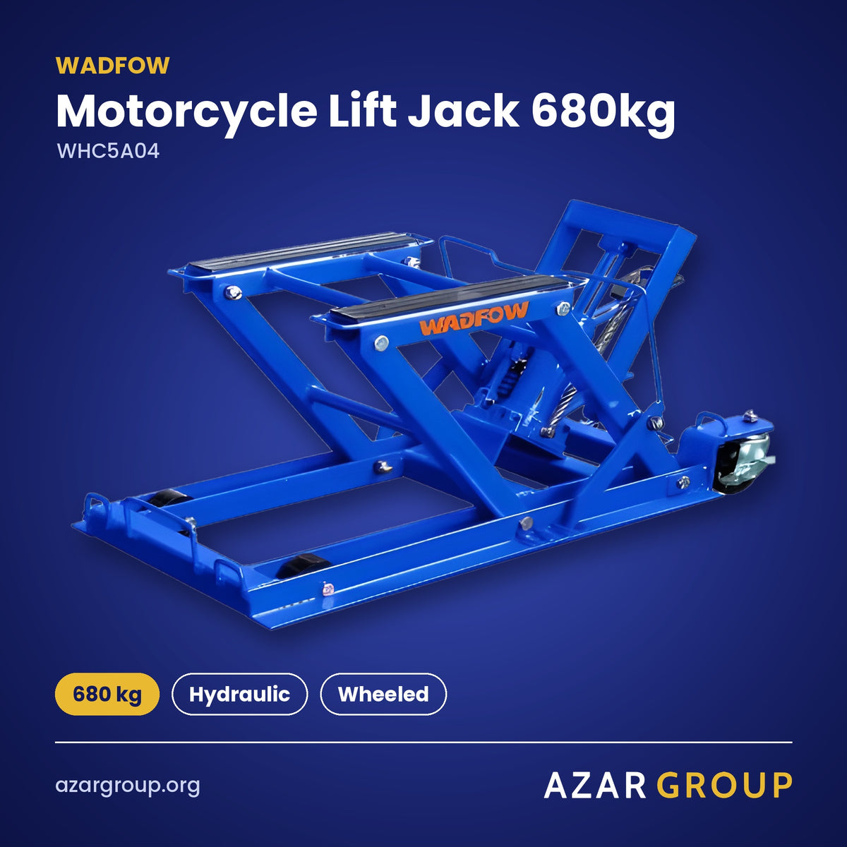 WADFOW WHC5A04 Motorcycle Lift Jack 680kg – 680 kg, Hydraulic, Wheeled