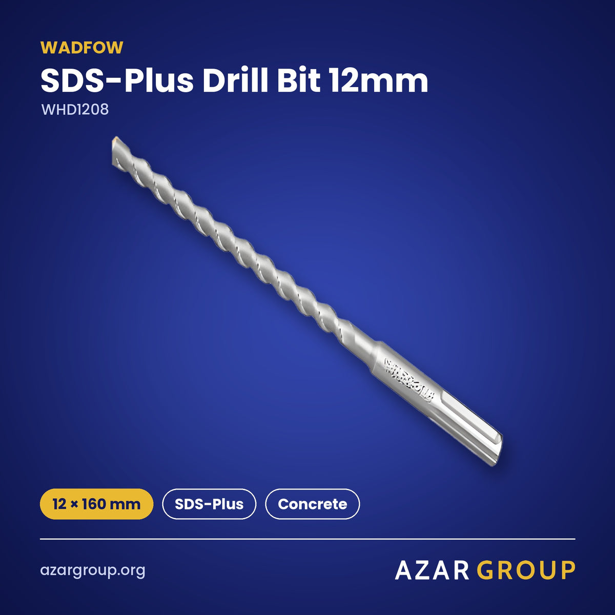 WADFOW WHD1208 SDS-Plus Drill Bit 12mm – 12 × 160 mm, SDS-Plus, Concrete