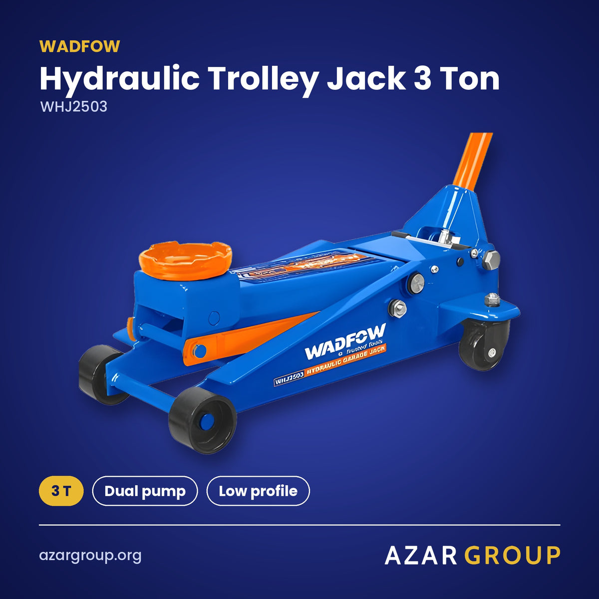 WADFOW WHJ2503 Hydraulic Trolley Jack 3 Ton – 3 T, Dual pump, Low profile