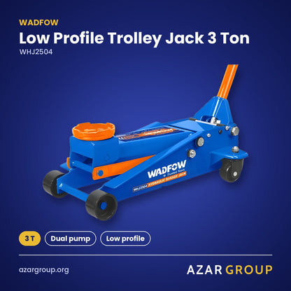 WADFOW WHJ2504 Low Profile Trolley Jack 3 Ton – 3 T, Dual pump, Low profile