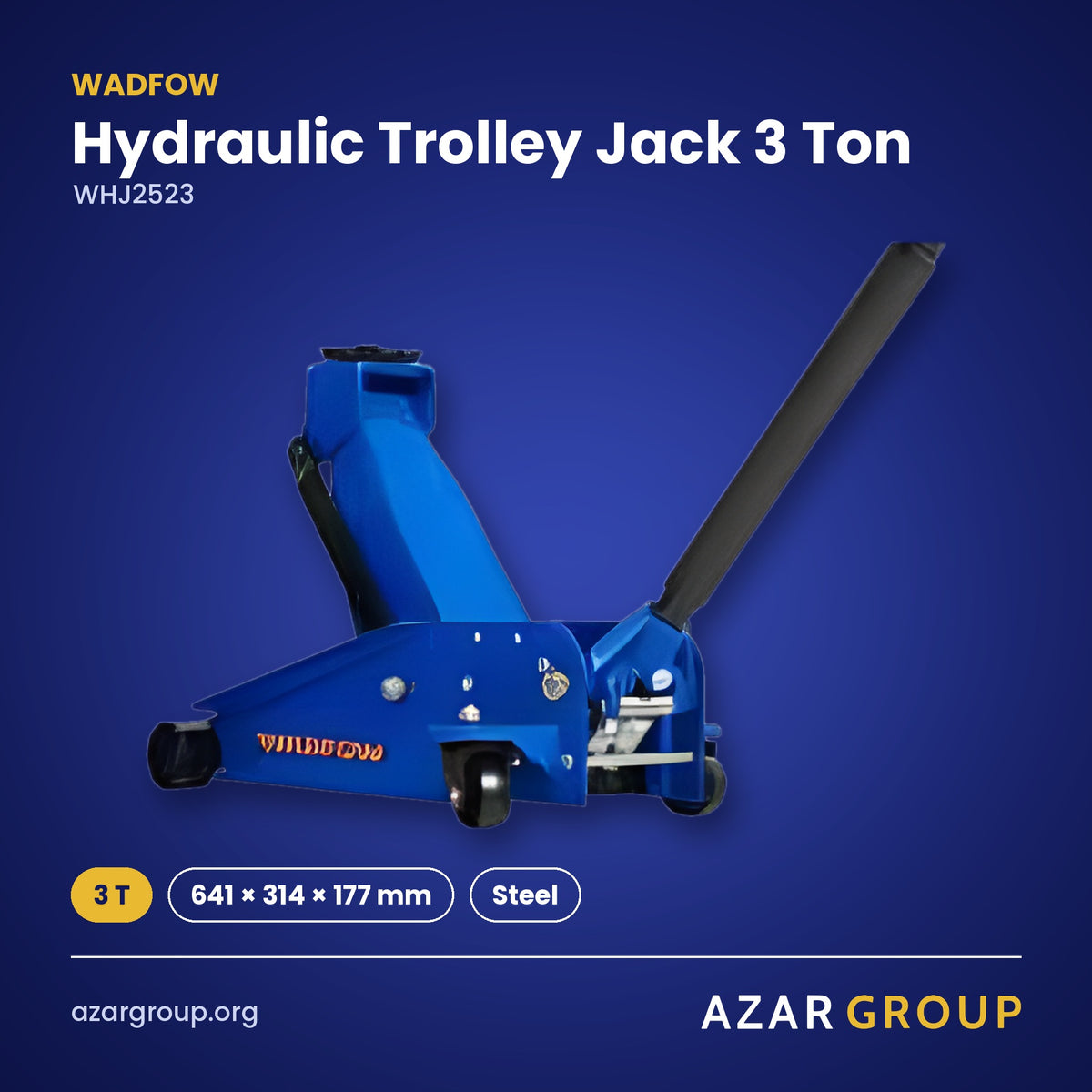 WADFOW WHJ2523 Hydraulic Trolley Jack 3 Ton – 3 T, 641 × 314 × 177 mm, Steel