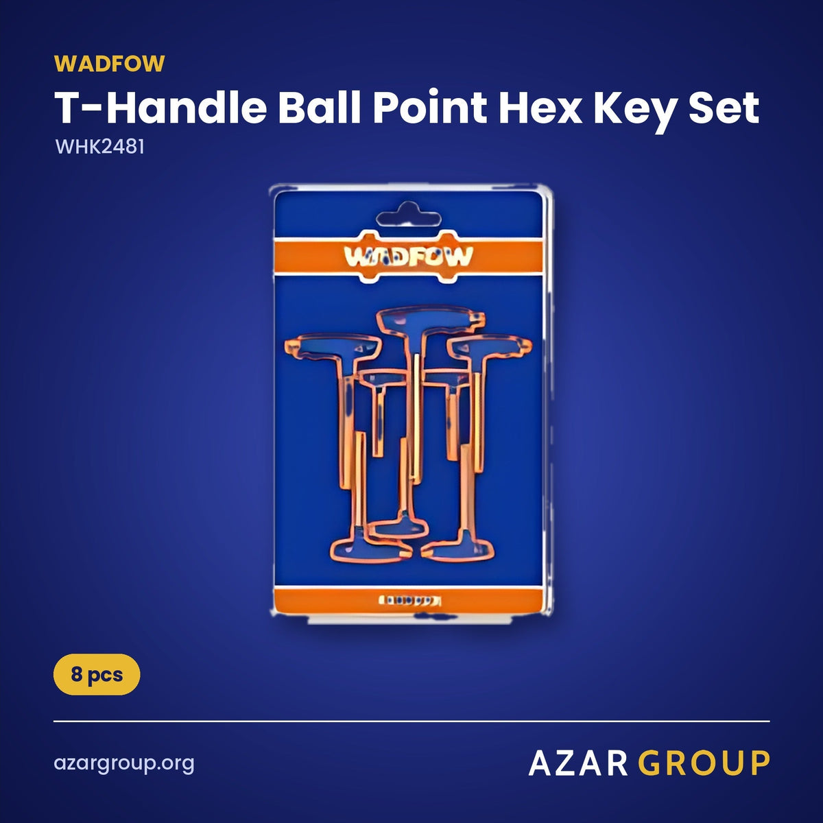 WADFOW WHK2481 T-Handle Ball Point Hex Key Set – 8 pcs