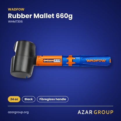 WADFOW WHM7306 Rubber Mallet 660g – 24 oz, Black, Fibreglass handle