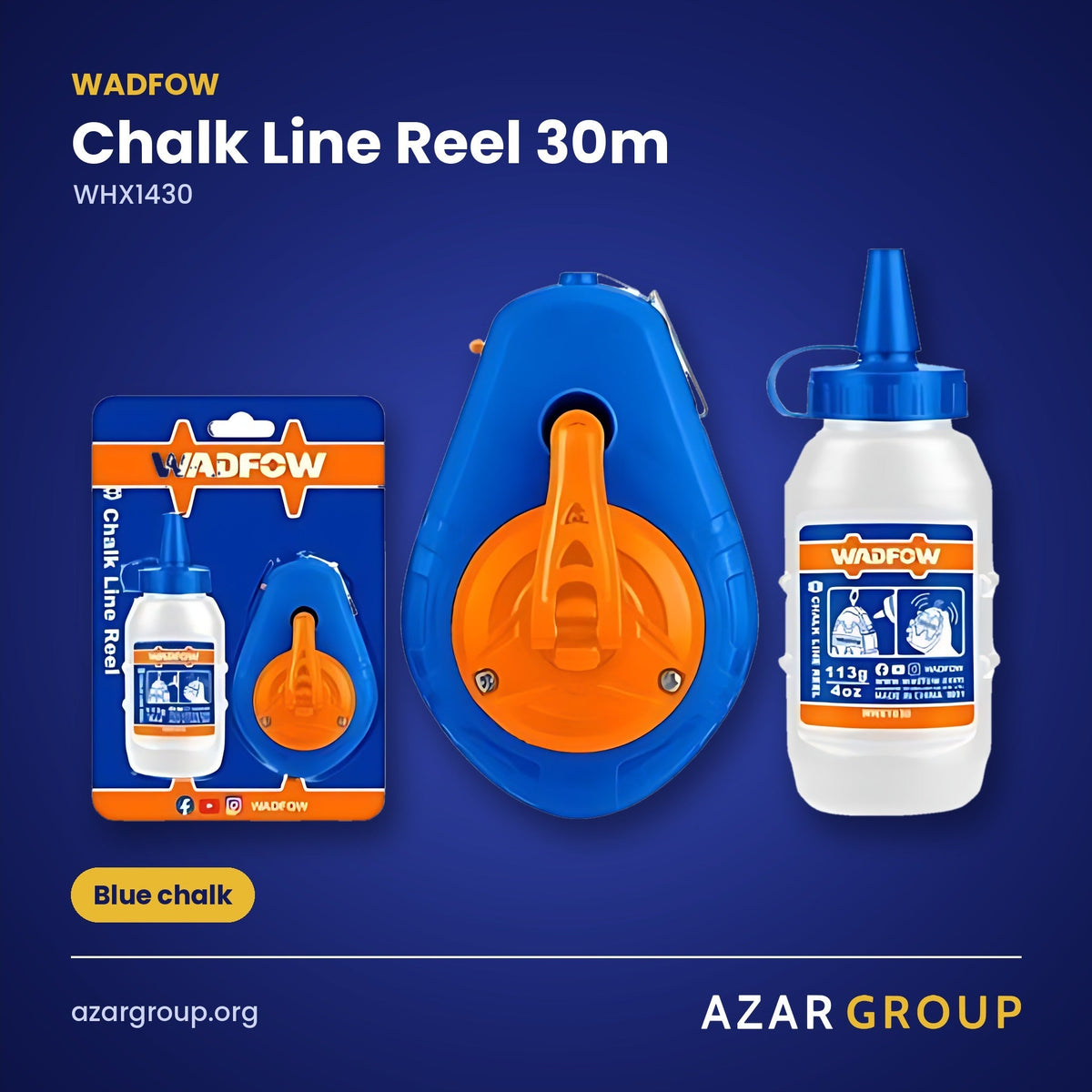 WADFOW WHX1430 Chalk Line Reel 30m – Blue chalk