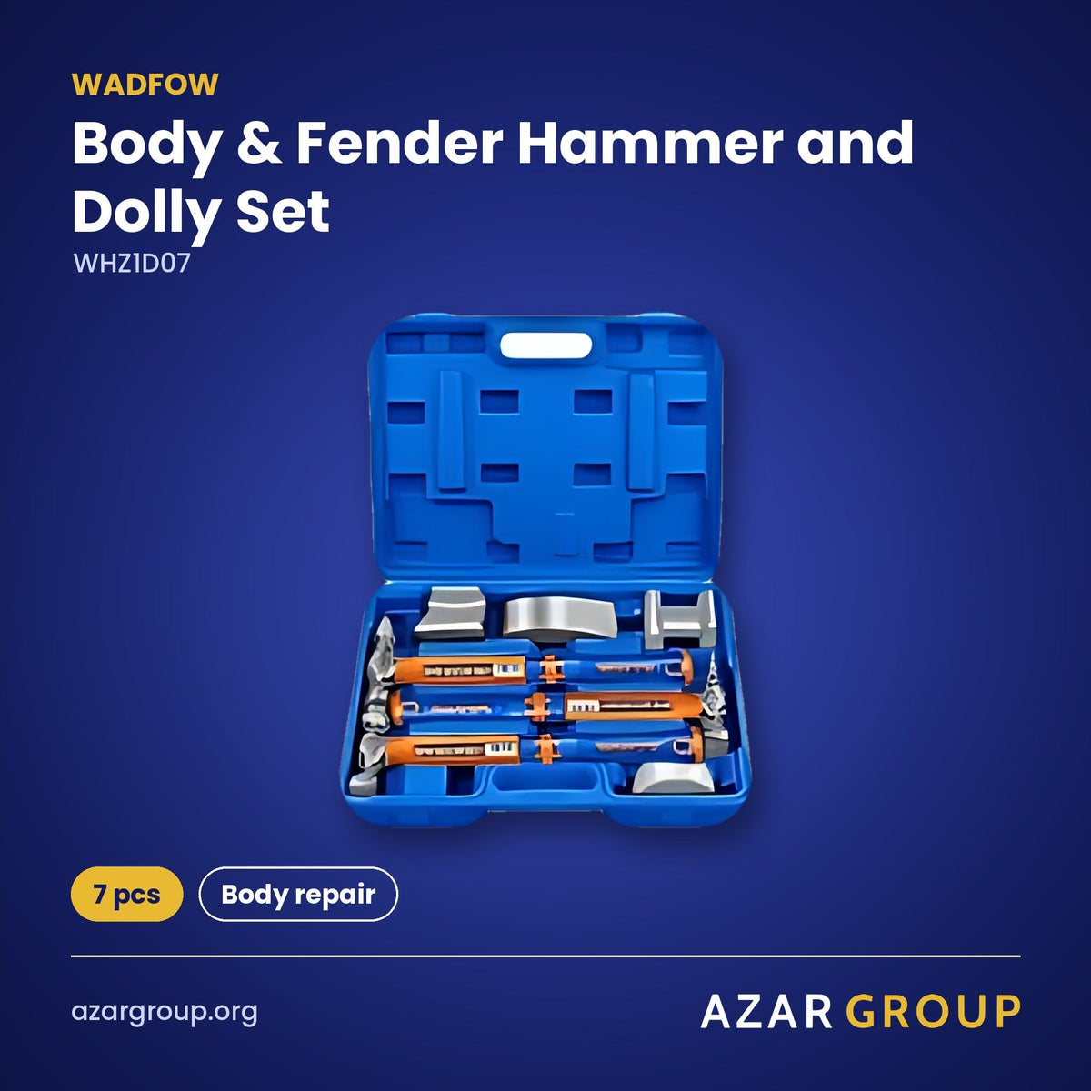 WADFOW WHZ1D07 Body & Fender Hammer and Dolly Set – 7 pcs, Body repair