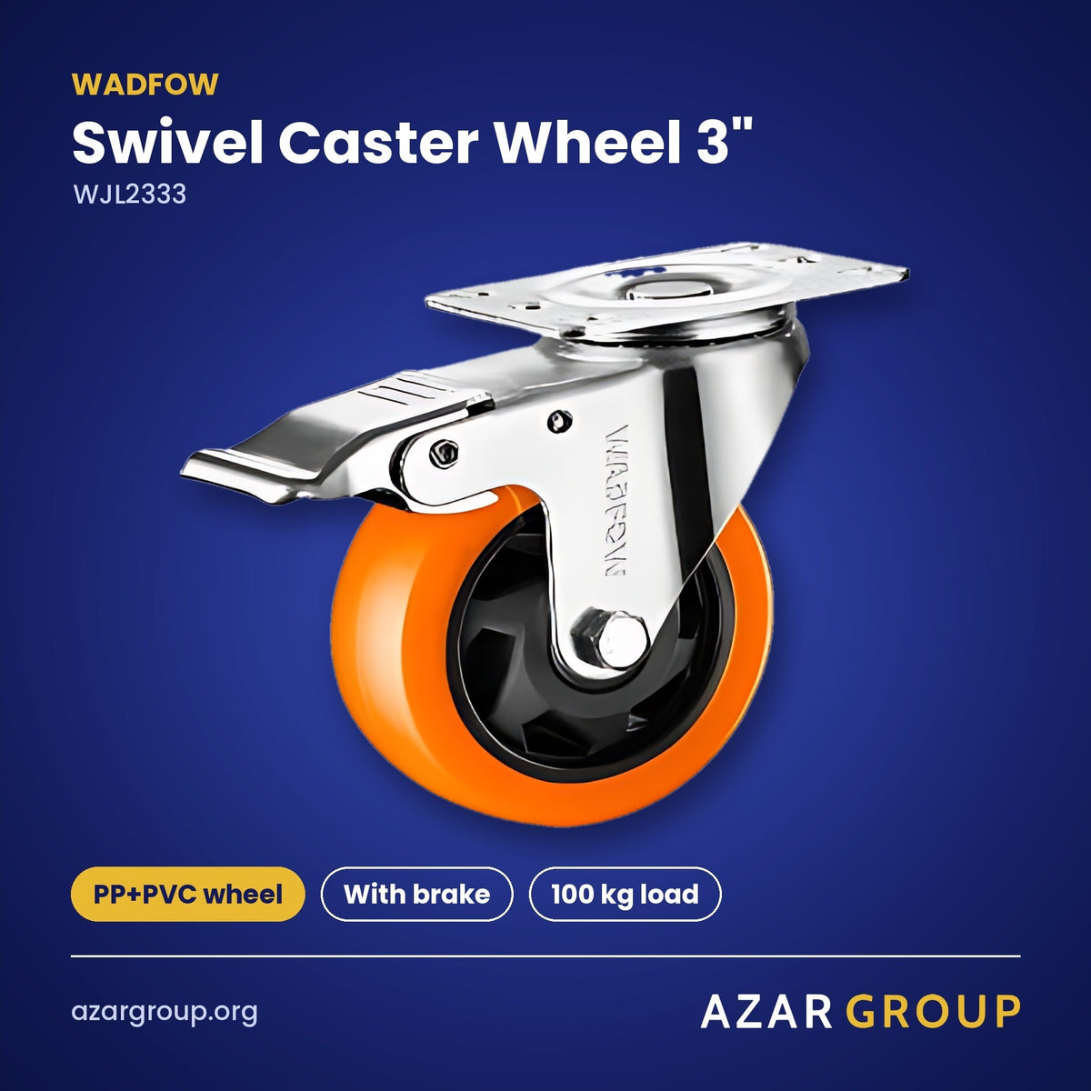 WADFOW WJL2333 Swivel Caster Wheel 3" – PP+PVC wheel, With brake, 100 kg load