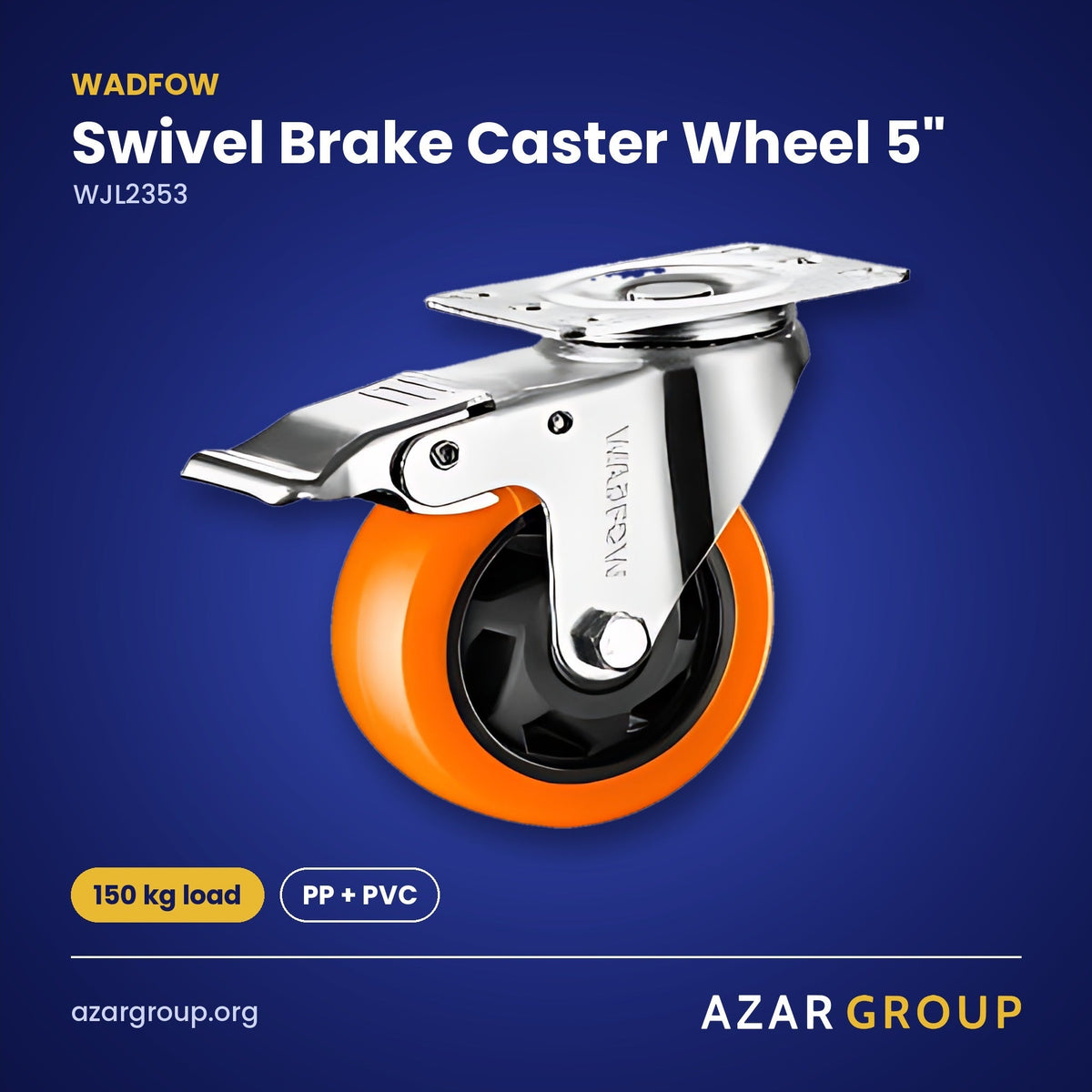 WADFOW WJL2353 Swivel Brake Caster Wheel 5" – 150 kg load, PP + PVC