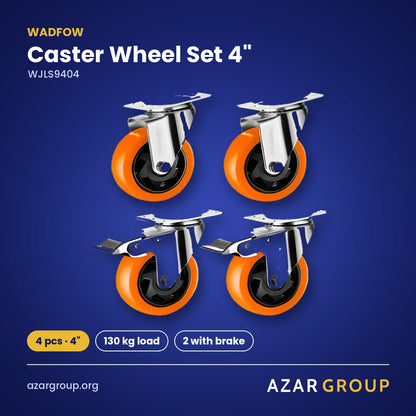 WADFOW WJLS9404 Caster Wheel Set 4" – 4 pcs · 4", 130 kg load, 2 with brake