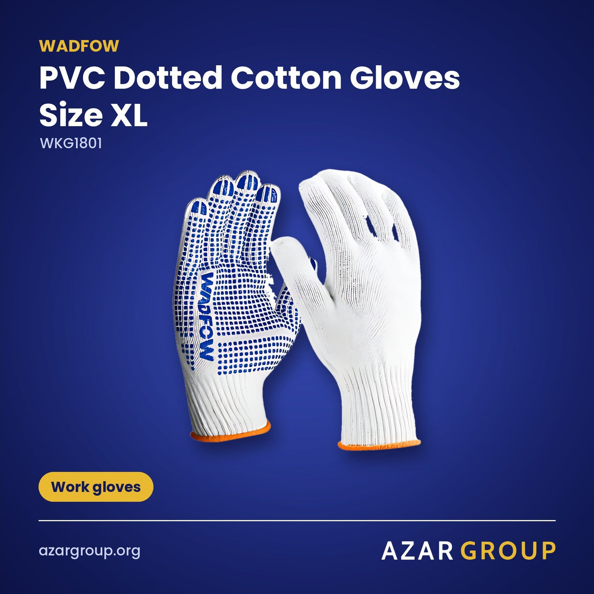 WADFOW WKG1801 PVC Dotted Cotton Gloves Size XL – Work gloves