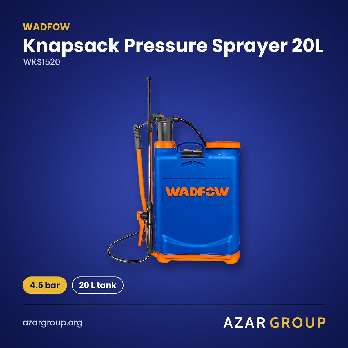 WADFOW WKS1520 Knapsack Pressure Sprayer 20L – 4.5 bar, 20 L tank