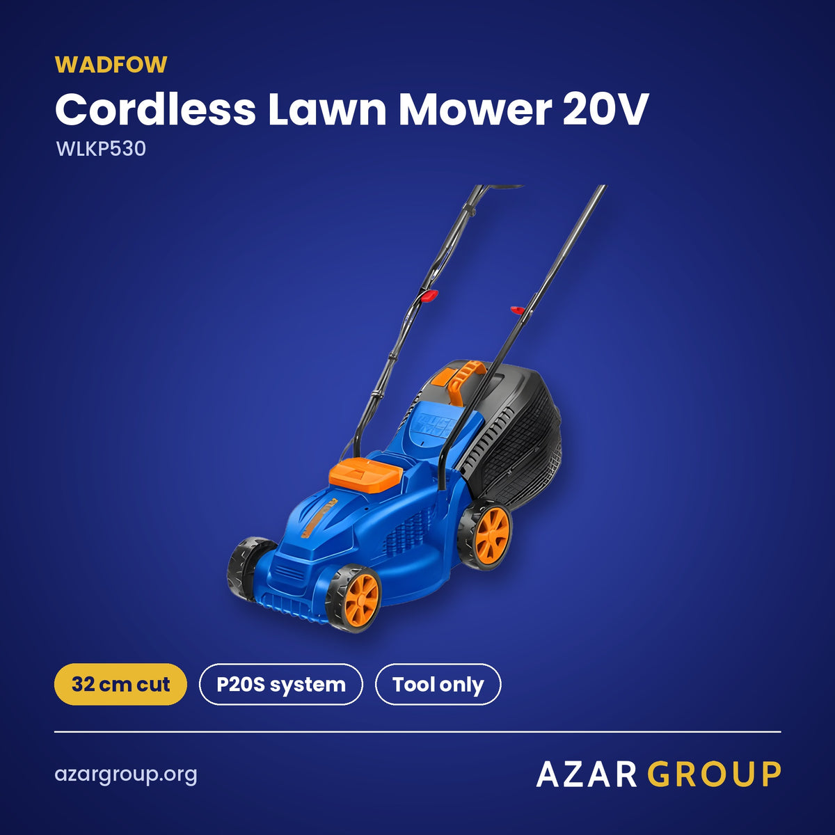 WADFOW WLKP530 Cordless Lawn Mower 20V – 32 cm cut, P20S system, Tool only