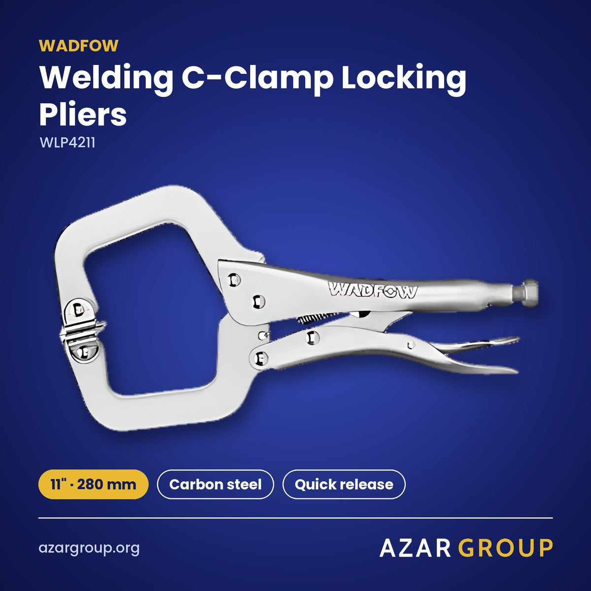 WADFOW WLP4211 Welding C-Clamp Locking Pliers – 11″ · 280 mm, Carbon steel, Quick release