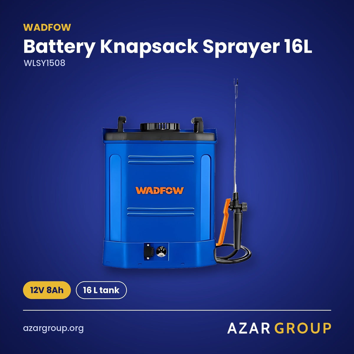 WADFOW WLSY1508 Battery Knapsack Sprayer 16L – 12V 8Ah, 16 L tank