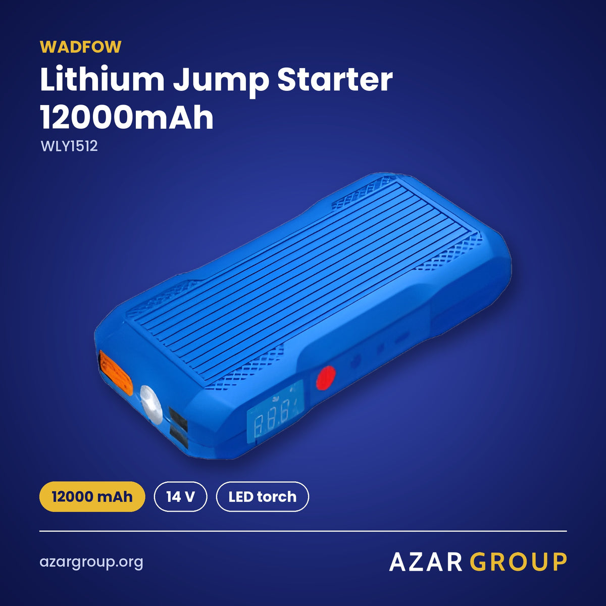 WADFOW WLY1512 Lithium Jump Starter 12000mAh – 12000 mAh, 14 V, LED torch