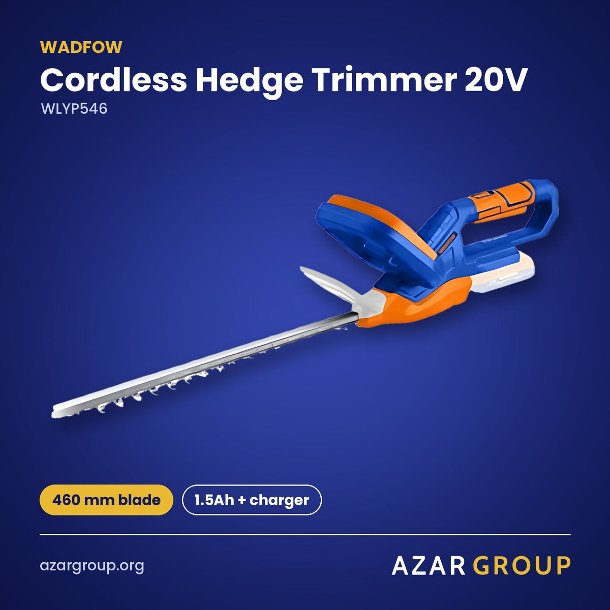 WADFOW WLYP546 Cordless Hedge Trimmer 20V – 460 mm blade, 1.5Ah + charger