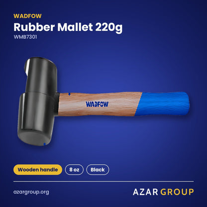 WADFOW WMB7301 Rubber Mallet 220g – Wooden handle, 8 oz, Black
