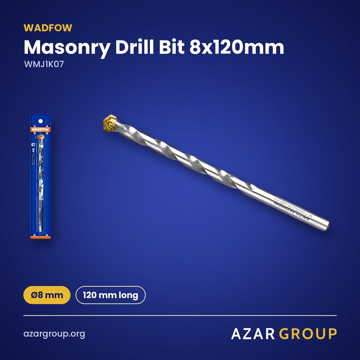 WADFOW WMJ1K07 Masonry Drill Bit 8x120mm – Ø8 mm, 120 mm long