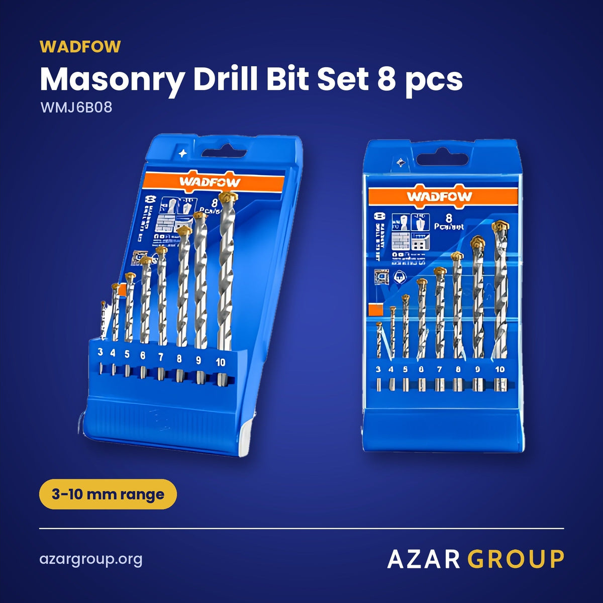 WADFOW WMJ6B08 Masonry Drill Bit Set 8 pcs – 3-10 mm range