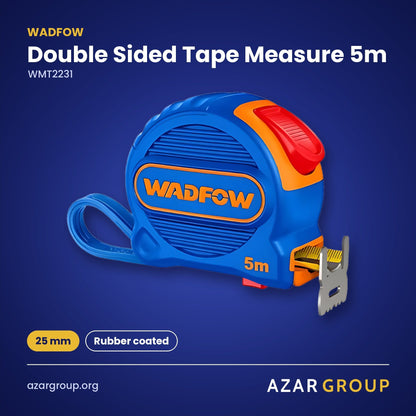 WADFOW WMT2231 Double Sided Tape Measure 5m – 25 mm, Rubber coated