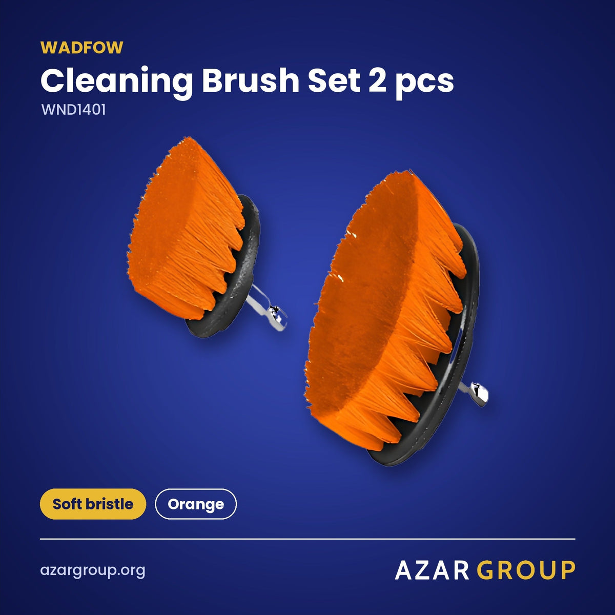 WADFOW WND1401 Cleaning Brush Set 2 pcs – Soft bristle, Orange