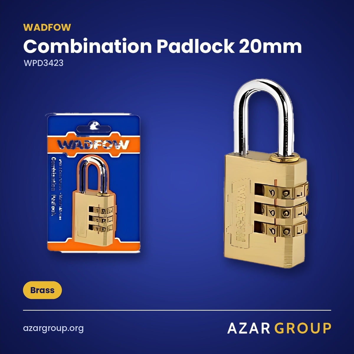 WADFOW WPD3423 Combination Padlock 20mm – Brass