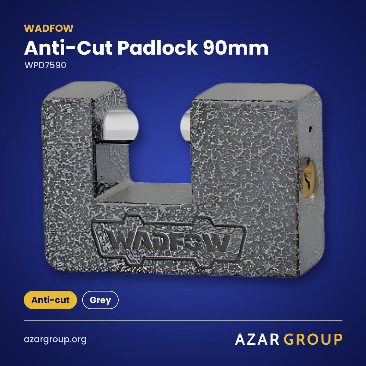 WADFOW WPD7590 Anti-Cut Padlock 90mm – Anti-cut, Grey
