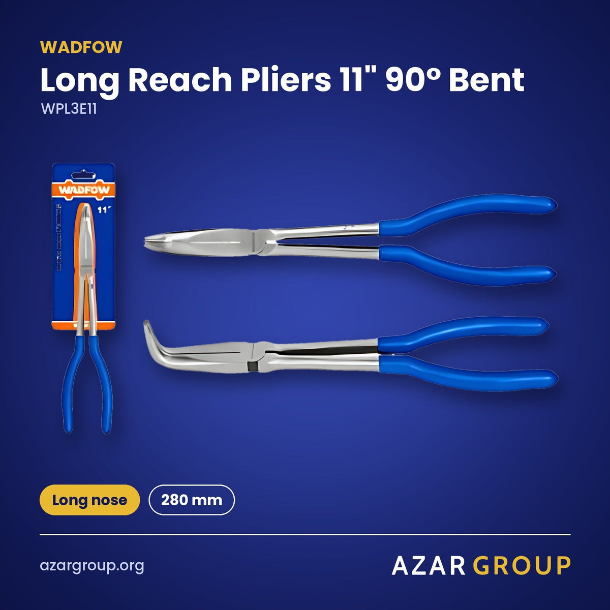 WADFOW WPL3E11 Long Reach Pliers 11" 90° Bent – Long nose, 280 mm