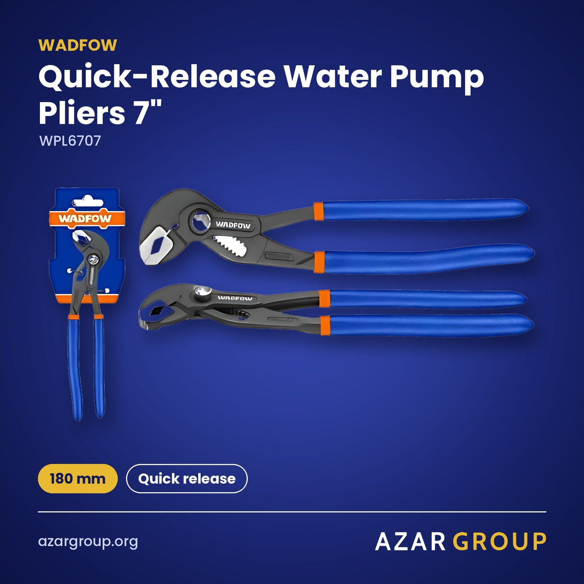 WADFOW WPL6707 Quick-Release Water Pump Pliers 7" – 180 mm, Quick release