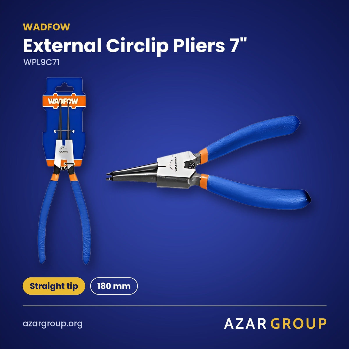 WADFOW WPL9C71 External Circlip Pliers 7" – Straight tip, 180 mm
