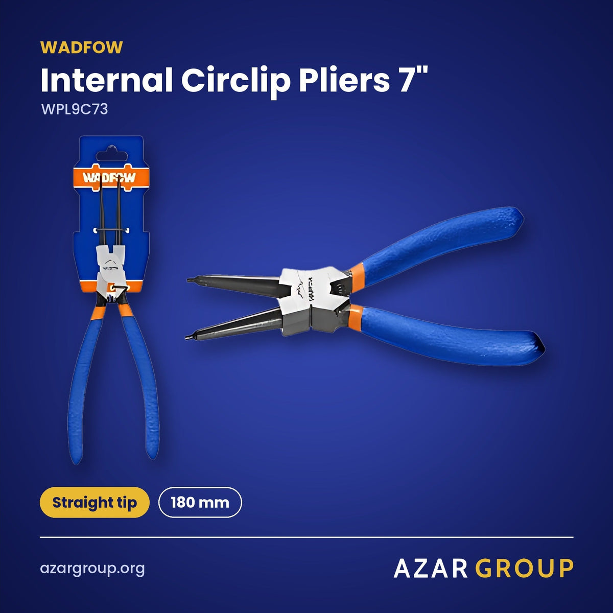 WADFOW WPL9C73 Internal Circlip Pliers 7" – Straight tip, 180 mm