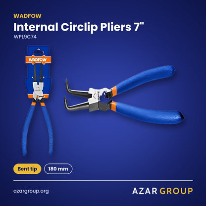 WADFOW WPL9C74 Internal Circlip Pliers 7" – Bent tip, 180 mm